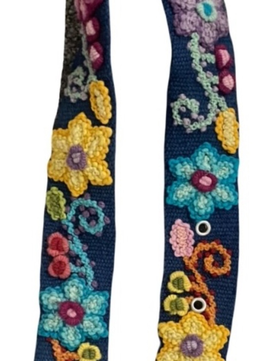 Vibrant Hand-Embroidered Floral Canvas Belt | Boho Artisan Style main image 4